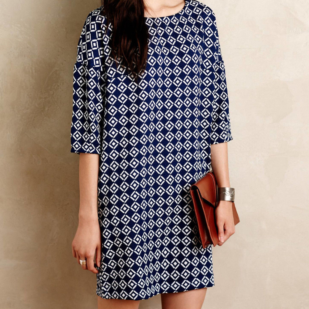 ANTHROPOLOGIE Imagist Tunic Dress XS/S NWT Blue